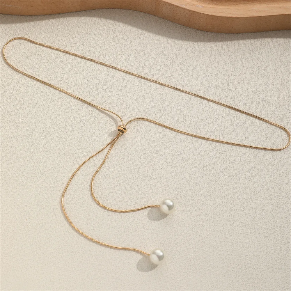 Mode Imitation Perlen Halskette Für Frauen Gold &Amp; Silber Farbe Einstellbare Kette Halsband Mädchen Einfache Partei Schmuck Zubehör Mode Imitation Perlen Halskette Für Frauen Gold &Amp; Silber Farbe Einstellbare Kette Halsband Mädchen Einfache Partei Schmuck Zubehör - Image 6