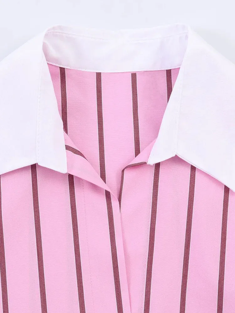 Damen-Blusen Und -Tops Frühling Neue Mode Farbblockierung Elegante Damenhemden Schicke Streetwear Einreihige Oberteile Damen-Blusen Und -Tops Frühling Neue Mode Farbblockierung Elegante Damenhemden Schicke Streetwear Einreihige Oberteile - Image 4
