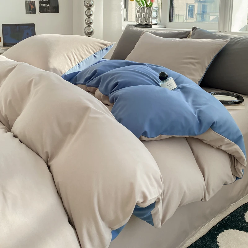 Ins Style Solid Color Duvet Cover Set Washed Cotton Bedclothes Comforter Cover Pillowcase Soft Bedding Sets Quilt Covers 220X240 Ins Style Solid Color Duvet Cover Set Washed Cotton Bedclothes Comforter Cover Pillowcase Soft Bedding Sets Quilt Covers 220X240 - Image 29