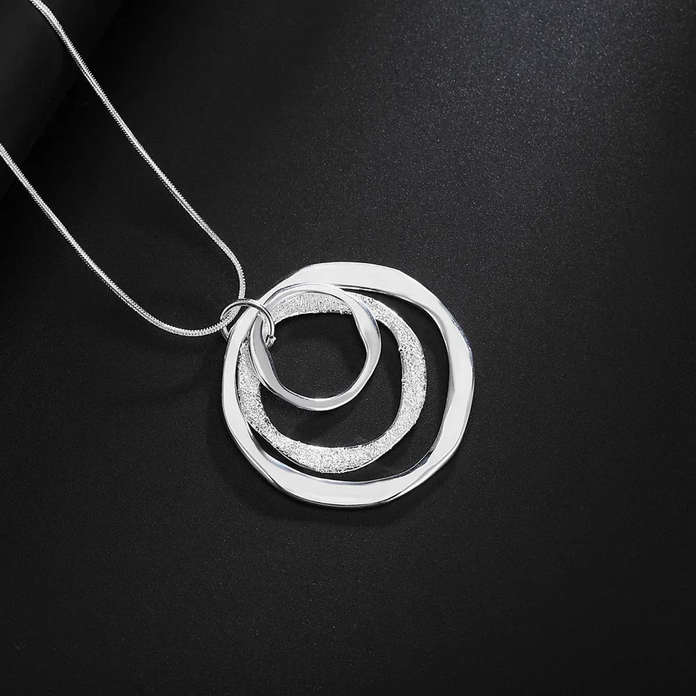 40-75 Cm Feine Marke 925 Sterling Silber Halskette Für Frauen Luxus Hochzeit Schmuck Böhmen Kreis Anhänger Kette Neckalce 40-75 Cm Feine Marke 925 Sterling Silber Halskette Für Frauen Luxus Hochzeit Schmuck Böhmen Kreis Anhänger Kette Neckalce - Image 4