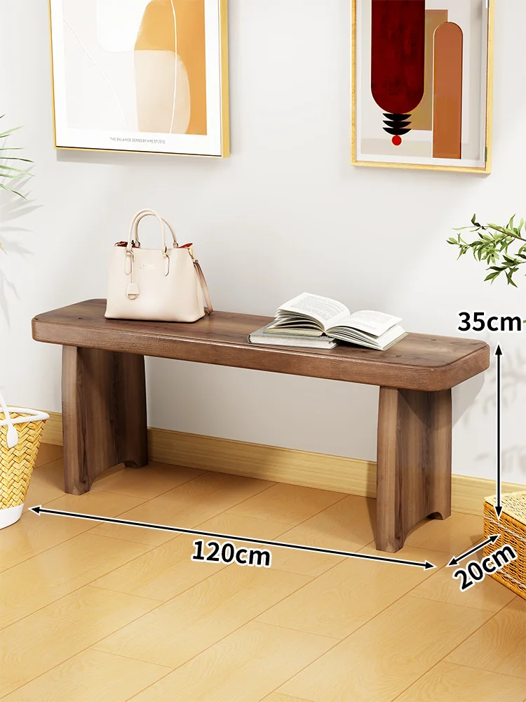 Solid Wood Entryway Bench - Multi-Purpose Stool For Living Room, Sofa Side Table &Amp; Shoe Storage, Rustic Home Decor Solid Wood Entryway Bench - Multi-Purpose Stool For Living Room, Sofa Side Table &Amp; Shoe Storage, Rustic Home Decor - Image 7