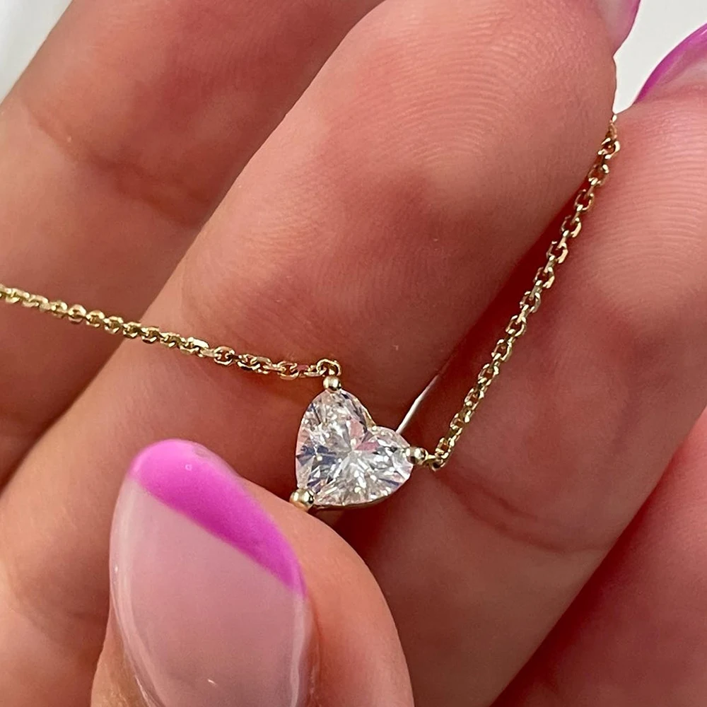 Zertifizierte 1–3 Karat Herzschliff-Moissanit-Anhänger-Halsketten Für Damen, S925-Silber Vergoldet, Solitär-Lab-Diamant-Halskette Aus 18 Karat Gold Zertifizierte 1–3 Karat Herzschliff-Moissanit-Anhänger-Halsketten Für Damen, S925-Silber Vergoldet, Solitär-Lab-Diamant-Halskette Aus 18 Karat Gold - Image 6