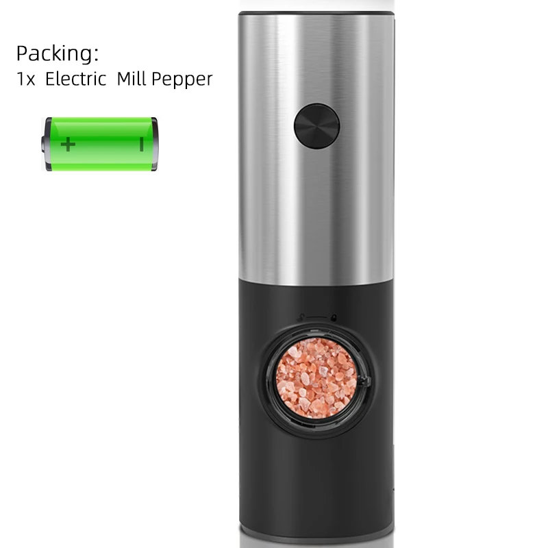 Electric Automatic Mill Pepper And Salt Grinder With Base Set Battery Powered With Led Light Adjustable Coarseness Kitchen Tool Electric Automatic Mill Pepper And Salt Grinder With Base Set Battery Powered With Led Light Adjustable Coarseness Kitchen Tool - Image 2