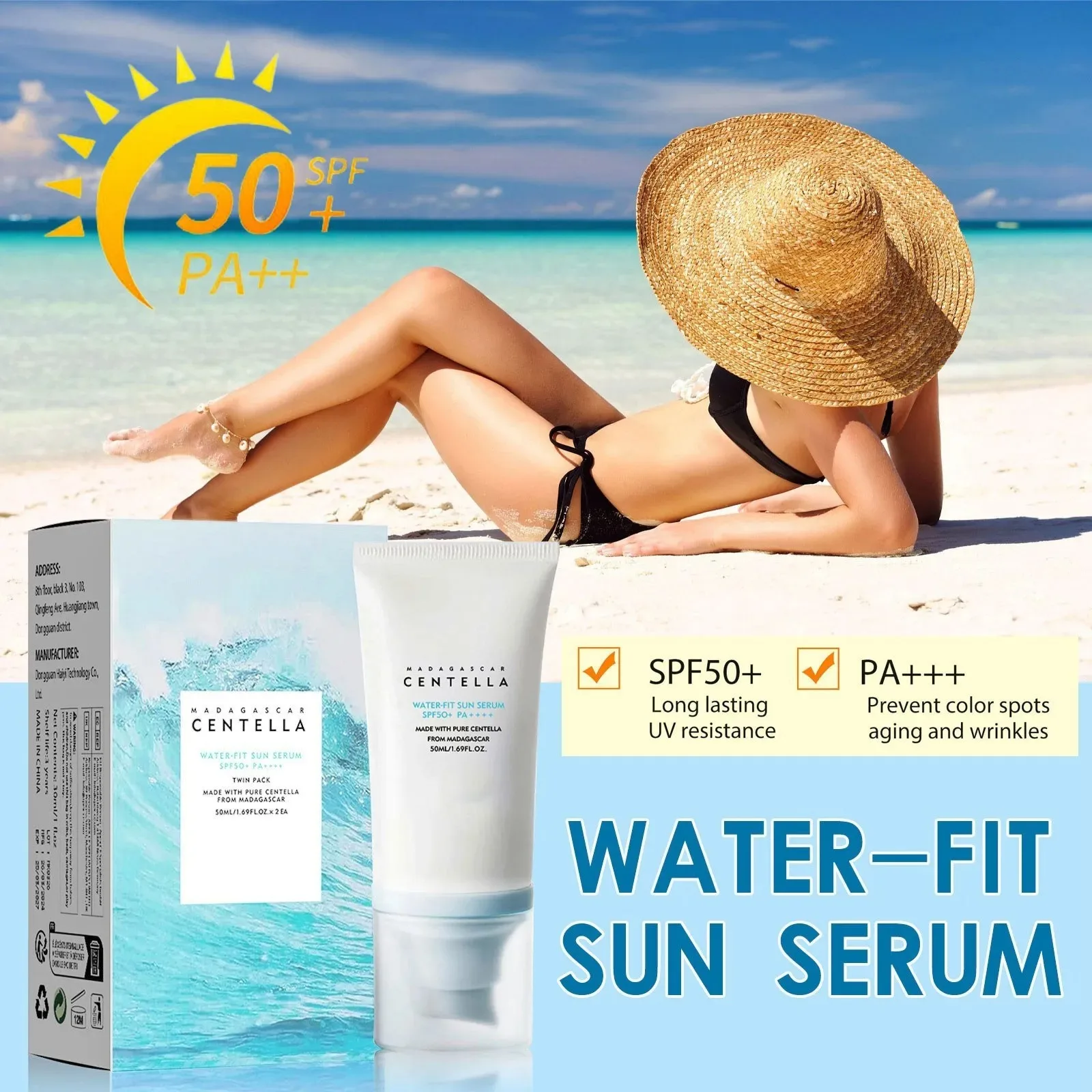 50+ Facial Sunscreen Centella Protector Solar Sunblock Skin Whitening Cream Korean Moisturizing Protector Care Body Sunscreen 50+ Facial Sunscreen Centella Protector Solar Sunblock Skin Whitening Cream Korean Moisturizing Protector Care Body Sunscreen - Image 2