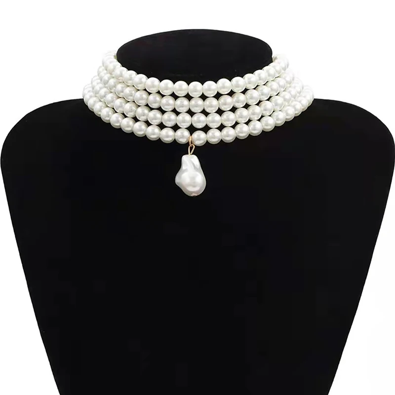 Klassische Geschichtete Strang Runde Perlen Perlen Kragen Halsband Halskette Für Frauen Unregelmäßige Barocke Perle Anhänger Hochzeit Halskette Geschenk Klassische Geschichtete Strang Runde Perlen Perlen Kragen Halsband Halskette Für Frauen Unregelmäßige Barocke Perle Anhänger Hochzeit Halskette Geschenk - Image 6