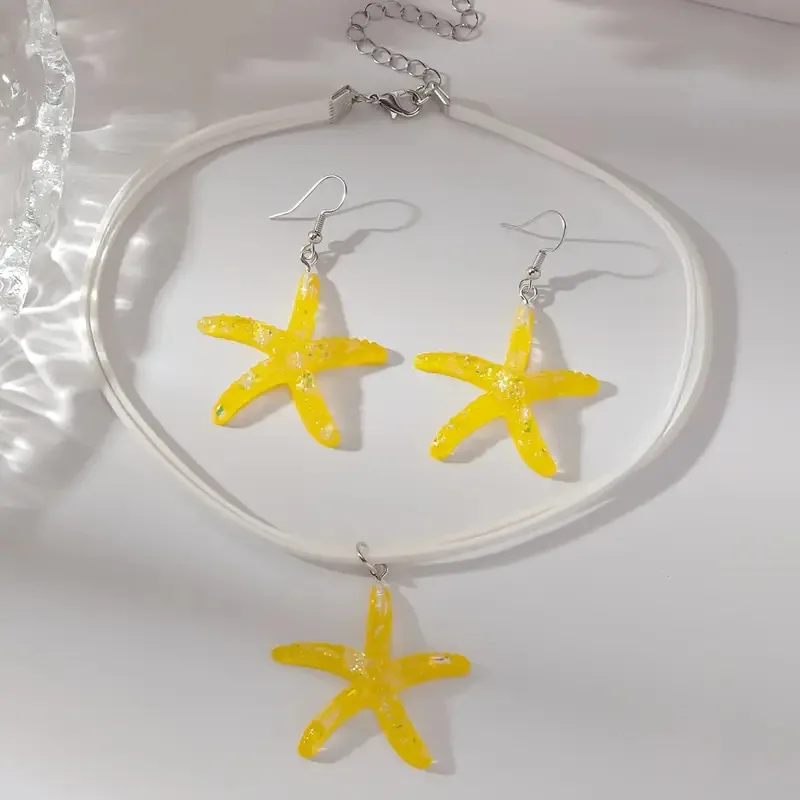 Mode Große Seestern Anhänger Halskette Schmuck-Set Für Frauen Mädchen Boho Sommer Strand Weiß Seil Kette Halsband Partei Schmuck Geschenk Mode Große Seestern Anhänger Halskette Schmuck-Set Für Frauen Mädchen Boho Sommer Strand Weiß Seil Kette Halsband Partei Schmuck Geschenk - Image 4