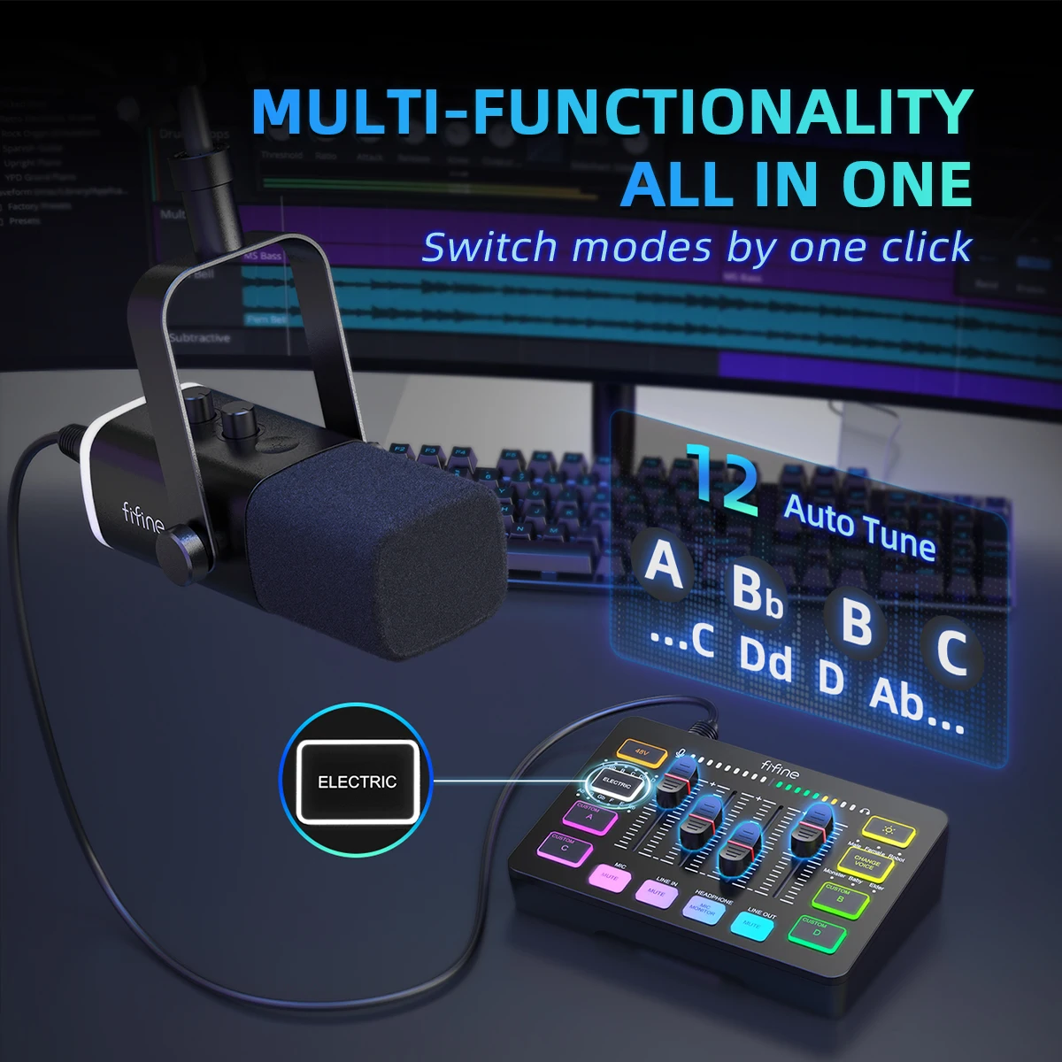 Fifine Ampligame Ks5 Podcast-Kit Mit Rgb-Audiomischer &Amp; Dynamischem Mikrofon – Streaming-Studio-Set Für Pc, Gaming &Amp; Aufnahmen Fifine Ampligame Ks5 Podcast-Kit Mit Rgb-Audiomischer &Amp; Dynamischem Mikrofon – Streaming-Studio-Set Für Pc, Gaming &Amp; Aufnahmen - Image 3