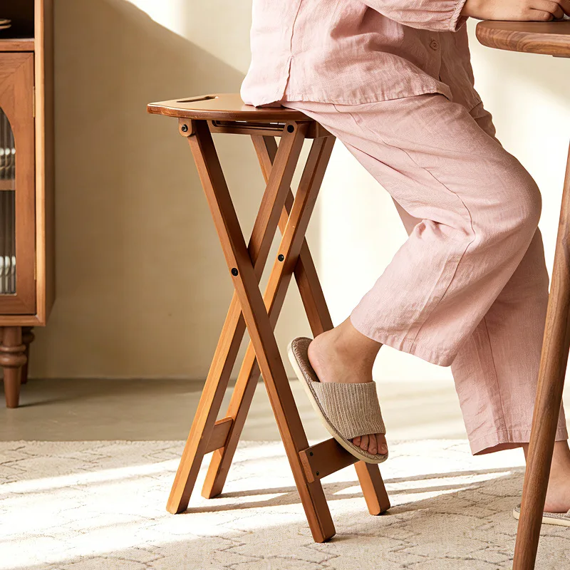 Retro Style Bamboo Folding Stool, Household Foldable Round Stool, Foldable High Stool, Bar Stool, Restaurant Dining Stool Retro Style Bamboo Folding Stool, Household Foldable Round Stool, Foldable High Stool, Bar Stool, Restaurant Dining Stool