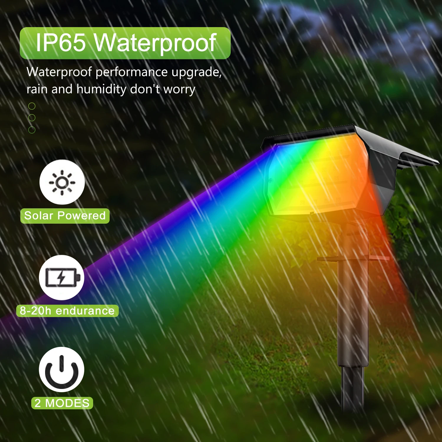 20 Led Solar-Gartenstrahler Rgb – Farbwechselnde Außenbeleuchtung Mit Ip65-Schutz Für Garten, Landschaft Und Terrasse 20 Led Solar-Gartenstrahler Rgb – Farbwechselnde Außenbeleuchtung Mit Ip65-Schutz Für Garten, Landschaft Und Terrasse - Image 4
