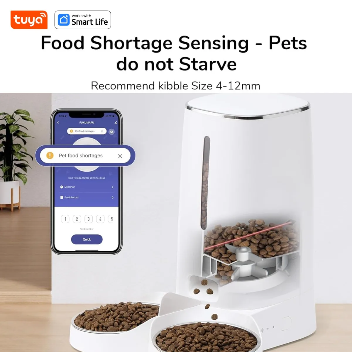 Wifi Automatic Cat Feeders For 2 Cats, 4L Cat Food Dispenser With App Control, Double Stainless Steel Bowls, Low Food Alarms Wifi Automatic Cat Feeders For 2 Cats, 4L Cat Food Dispenser With App Control, Double Stainless Steel Bowls, Low Food Alarms - Image 4