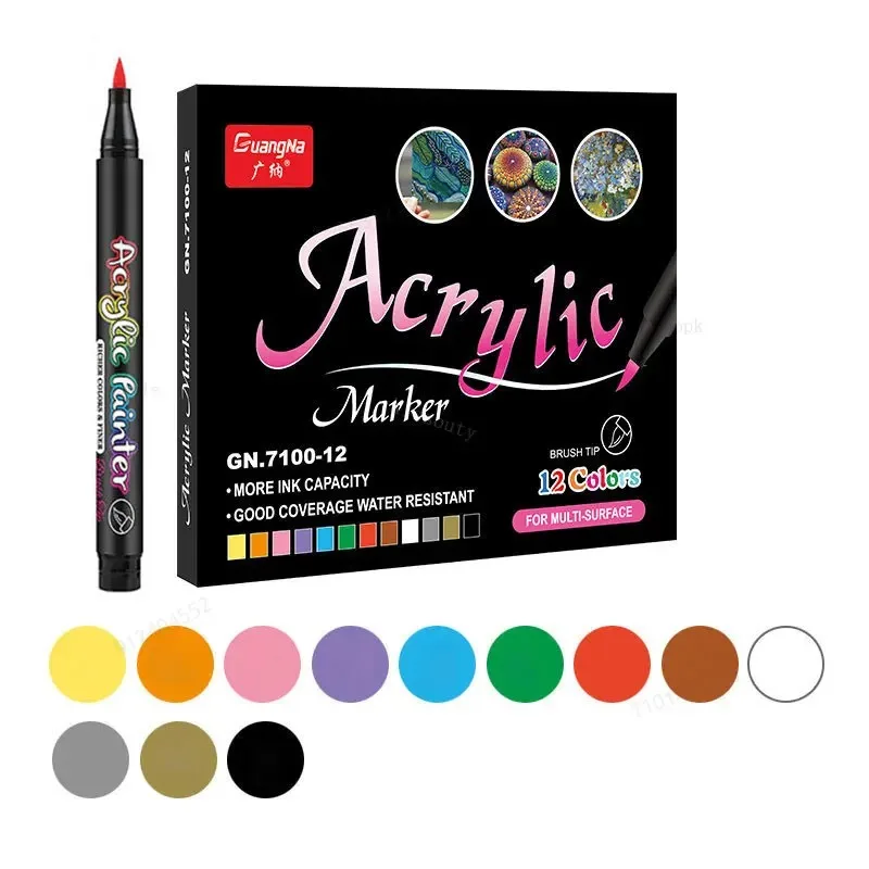 12-60 Farben Acryl Pinsel Markierung Stifte Für Stoff Leinwand Stein Metall Keramik Diy Mal Stift 12-60 Farben Acryl Pinsel Markierung Stifte Für Stoff Leinwand Stein Metall Keramik Diy Mal Stift - Image 6