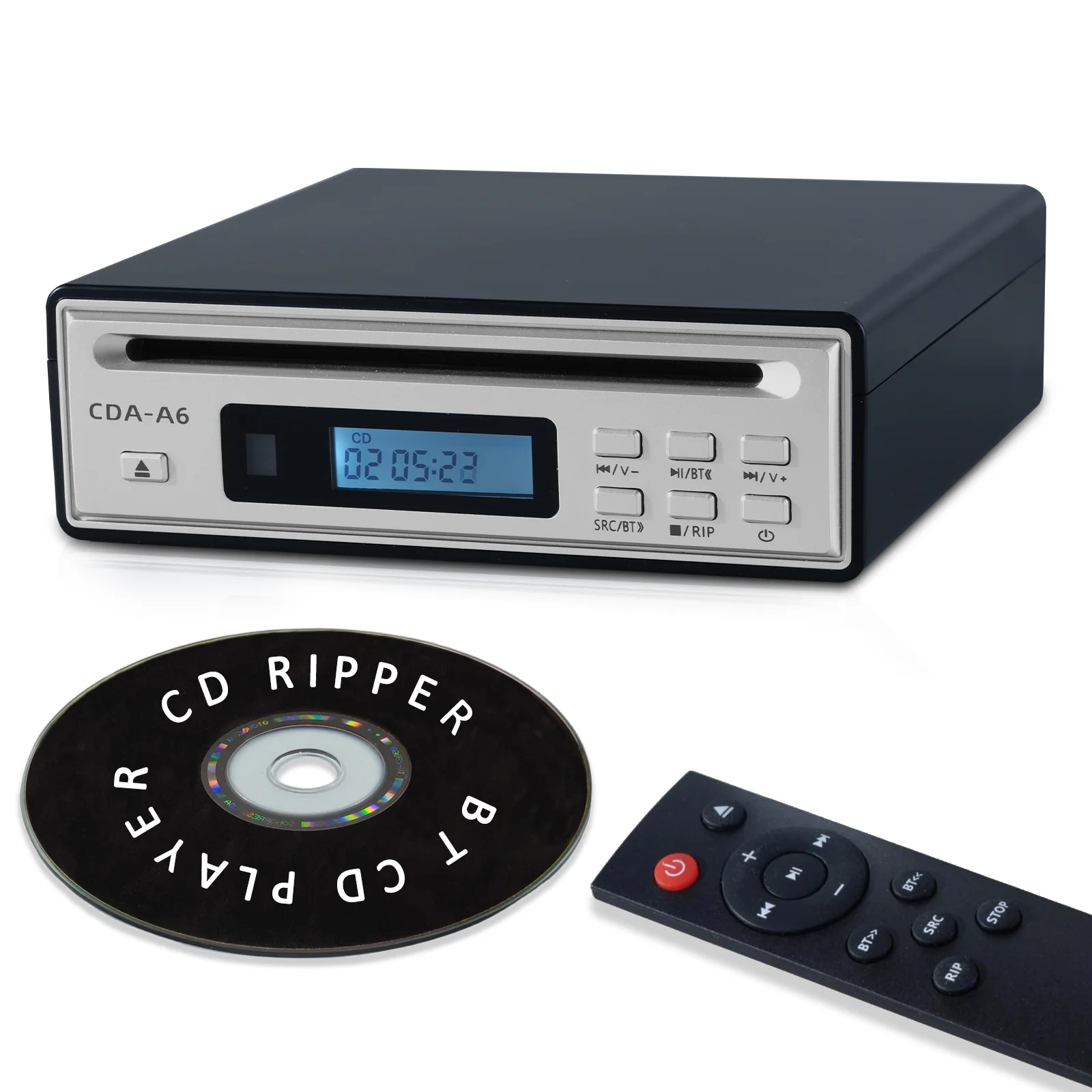 Tragbarer Bluetooth-Cd-Player Mit Cd-Ripper, Hifi-Audio Und Bluetooth-Ein-/Ausgang – Desktop-Musikplayer Für Zuhause &Amp; Büro Bluetooth Cd-Player