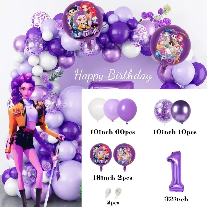 K-Pop Geburtstagsparty-Dekorationen, Lila-Rosa Ballongirlanden-Set Mit Folienballons &Amp; Happy Birthday Hintergrund Für Partys K-Pop Geburtstagsparty-Dekorationen, Lila-Rosa Ballongirlanden-Set Mit Folienballons &Amp; Happy Birthday Hintergrund Für Partys - Image 4