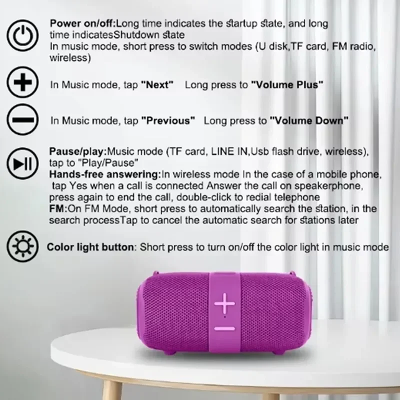 Tg667 Outdoor Bluetooth-Lautsprecher – Bluetooth 5.3, Dual-Lautsprecher, Subwoofer, Rgb-Licht, Fm-Radio, Tf-Karte &Amp; Usb Tg667 Outdoor Bluetooth-Lautsprecher – Bluetooth 5.3, Dual-Lautsprecher, Subwoofer, Rgb-Licht, Fm-Radio, Tf-Karte &Amp; Usb - Image 6