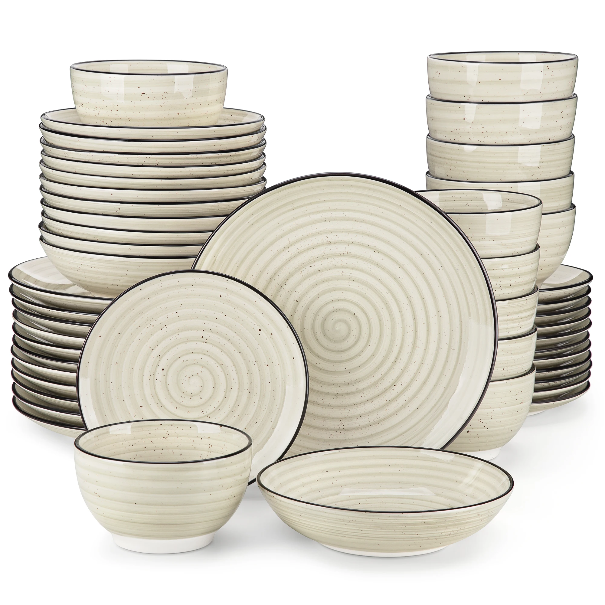 Vancasso 24/48 Stück Beige Teller Geschirrs Ets Keramik Geschirr Setzt Hand Bemalte Spirale Mit 6 Teller/Dessert/Suppe/Schüssel Vancasso 24/48 Stück Beige Teller Geschirrs Ets Keramik Geschirr Setzt Hand Bemalte Spirale Mit 6 Teller/Dessert/Suppe/Schüssel - Image 4