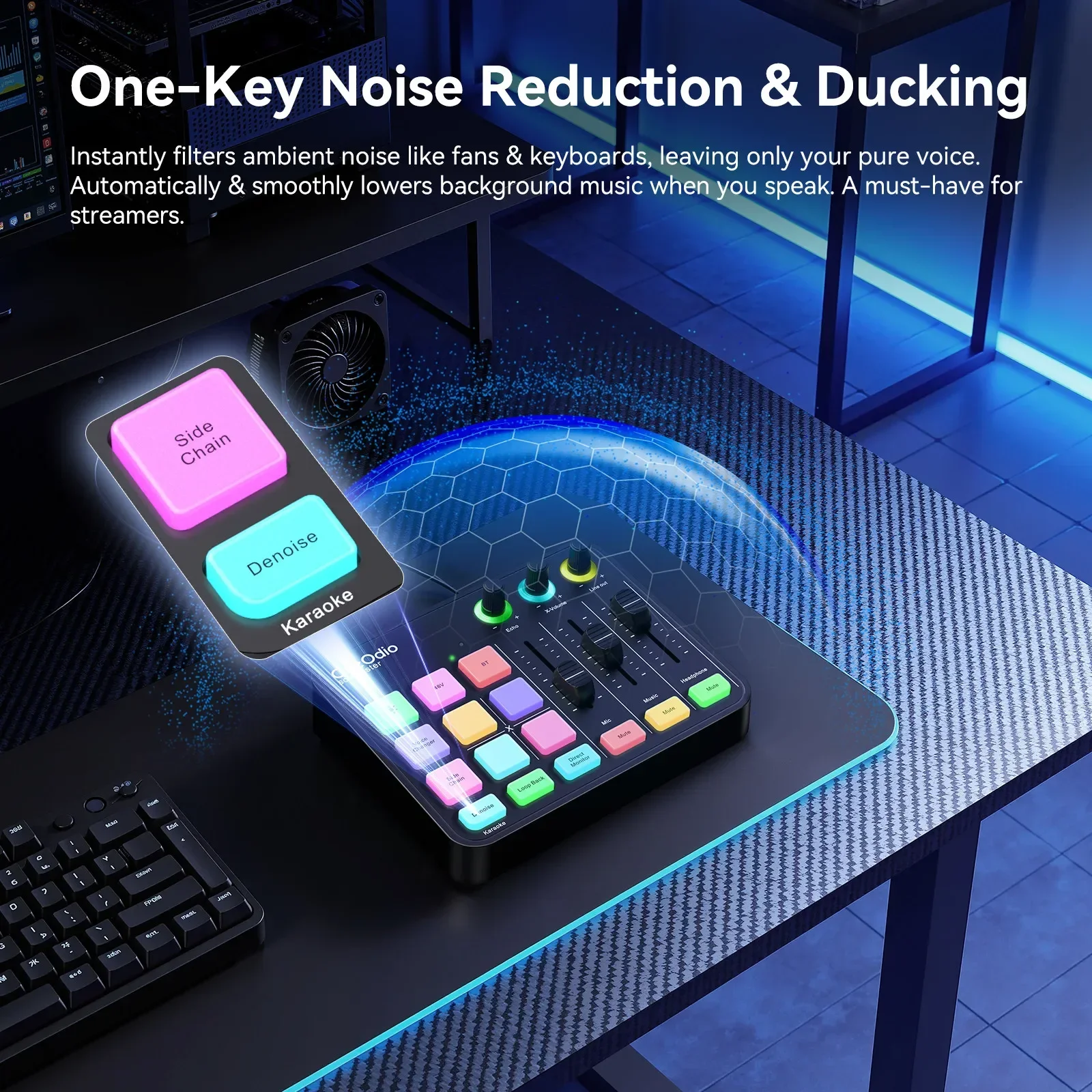 Oneodio Podcast-Mischpult Mit Xlr, 48 V Phantomspeisung &Amp; Rgb – Soundkarte Für Pc, Live-Streaming, Podcasts Und Sprachaufnahmen Oneodio Podcast-Mischpult Mit Xlr, 48 V Phantomspeisung &Amp; Rgb – Soundkarte Für Pc, Live-Streaming, Podcasts Und Sprachaufnahmen - Image 4