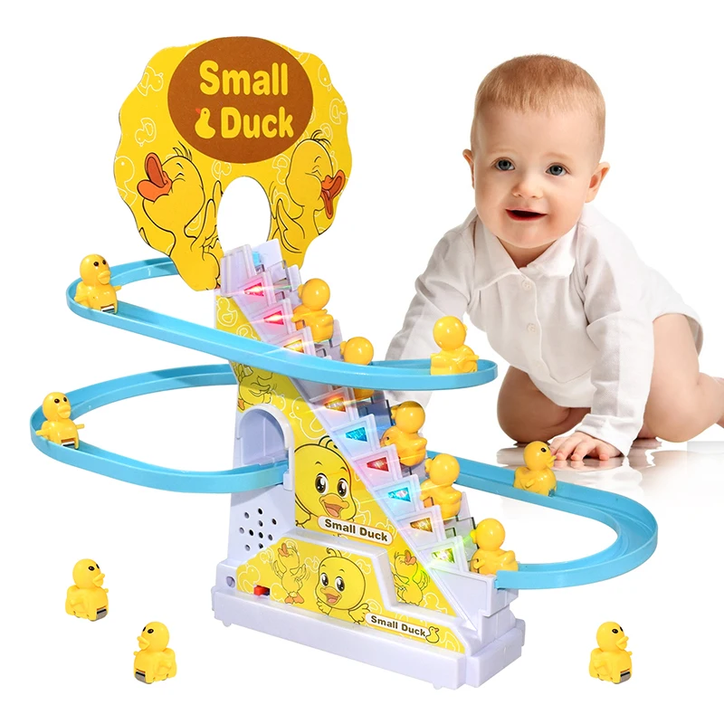 Climbing Stairs Track Toys Electric Duck Diy Rail Racing Track Roller Coaster Toys Set Light Music Educational Toy For Kids Gift Climbing Stairs Track Toys Electric Duck Diy Rail Racing Track Roller Coaster Toys Set Light Music Educational Toy For Kids Gift