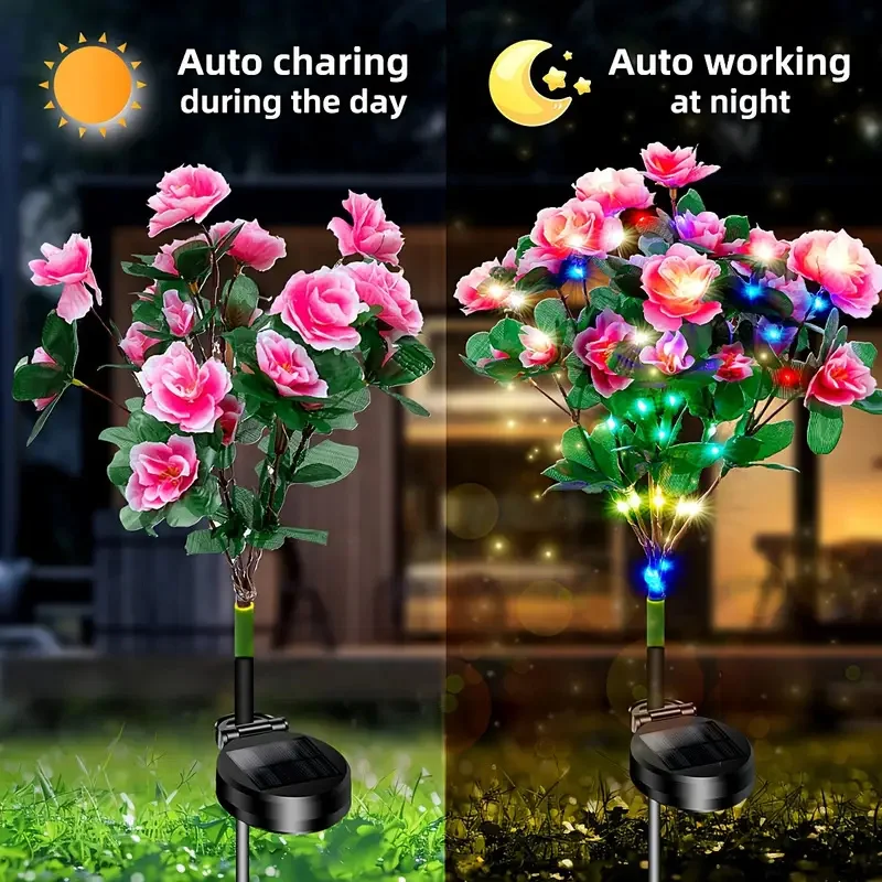 Led-Solarleuchte, Wasserdicht, Azalea-Solarblumenlampe, Dekorativ Für Den Außenbereich, Für Garten, Hof, Rasen, Wegbeleuchtung, Urlaub, Hochzeitsdekoration Led-Solarleuchte, Wasserdicht, Azalea-Solarblumenlampe, Dekorativ Für Den Außenbereich, Für Garten, Hof, Rasen, Wegbeleuchtung, Urlaub, Hochzeitsdekoration