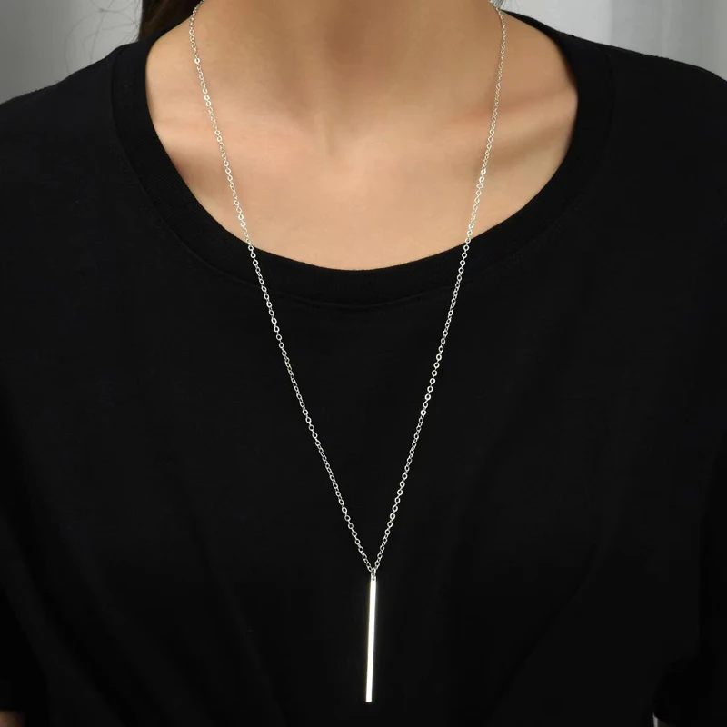 Neue 60Cm Reine 925 Sterling Silber Lange Halskette Bordstein O-Kette Choker Anhänger Bar Geformte Halsketten Frauen Mädchen Geschenk Edlen Schmuck Neue 60Cm Reine 925 Sterling Silber Lange Halskette Bordstein O-Kette Choker Anhänger Bar Geformte Halsketten Frauen Mädchen Geschenk Edlen Schmuck - Image 4