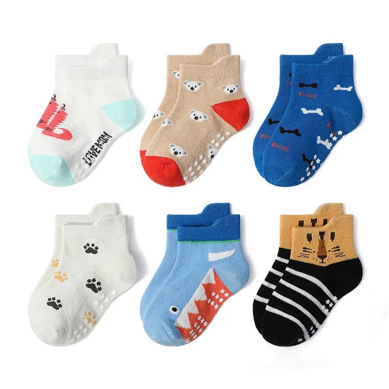 6 Pairs Kids Socks Cartoon Animal Pattern Cotton Non-Slip Floor Socks For Boys Toddler All-Season 6 Pairs Kids Socks Cartoon Animal Pattern Cotton Non-Slip Floor Socks For Boys Toddler All-Season - Image 3