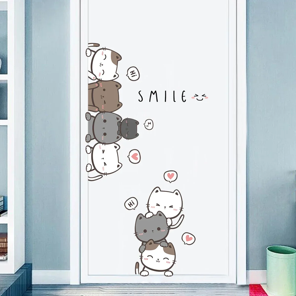 1Pc Furniture Cartoon Cute Cat Wall Stickers For Door Home Decor Accessories Living Room Kids Room Decoration Wall Decals Diy 1Pc Furniture Cartoon Cute Cat Wall Stickers For Door Home Decor Accessories Living Room Kids Room Decoration Wall Decals Diy - Image 2