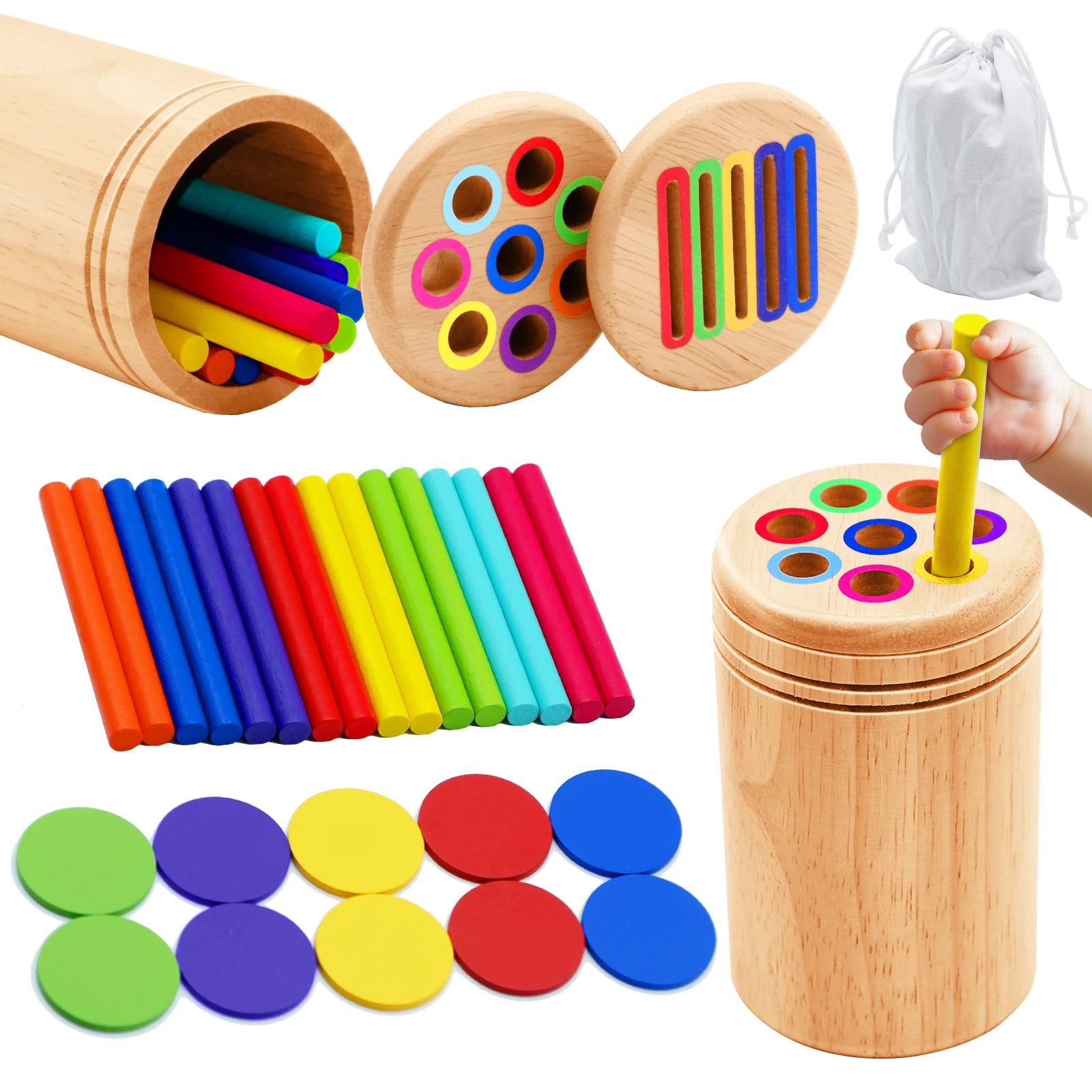 Montessori Wooden Toys Color Sorting Fine Motor Toys Shape Matching Sensory Toys Early Educational Puzzle Toys For Toddlers Montessori Wooden Toys Color Sorting Fine Motor Toys Shape Matching Sensory Toys Early Educational Puzzle Toys For Toddlers