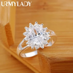 Beliebte Marken 925 Sterling Silber Kristall Blume Moissanit Diamant Ringe für Frauen Mode Hochzeit Party Geschenke Schmuck