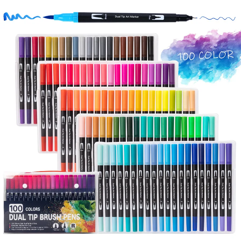 120 Farben Filzstift Zeichnen Aquarell Kunstmarker Stift Doppelseitiger Pinsel Fineliner Farbstift-Set Für Kunst Kalligraphie Malerei 120 Farben Filzstift Zeichnen Aquarell Kunstmarker Stift Doppelseitiger Pinsel Fineliner Farbstift-Set Für Kunst Kalligraphie Malerei