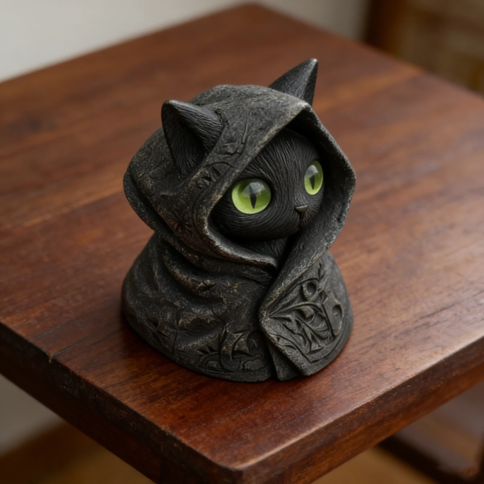 Cat Statue Home Decor Hooded Cat Figurine Tabletop Decoration Mystical Ornament Desk Accent Dark Cat Sculpture Resin Craft Cat Statue Home Decor Hooded Cat Figurine Tabletop Decoration Mystical Ornament Desk Accent Dark Cat Sculpture Resin Craft - Image 4