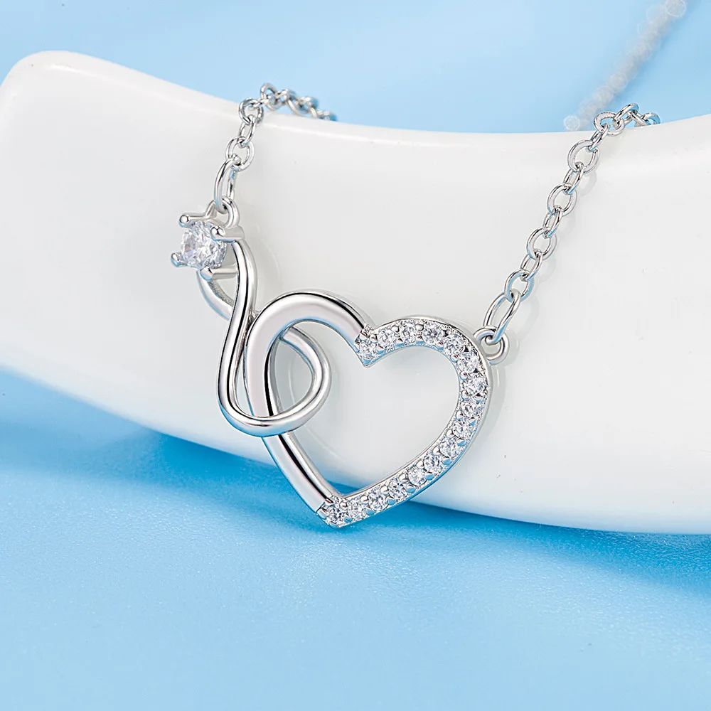 925 Sterling Silber Zirkon Herz Ineinandergreifende Retro Halsketten Für Frauen Hals Kette Luxus Qualität Schmuck Zubehör 925 Sterling Silber Zirkon Herz Ineinandergreifende Retro Halsketten Für Frauen Hals Kette Luxus Qualität Schmuck Zubehör - Image 3