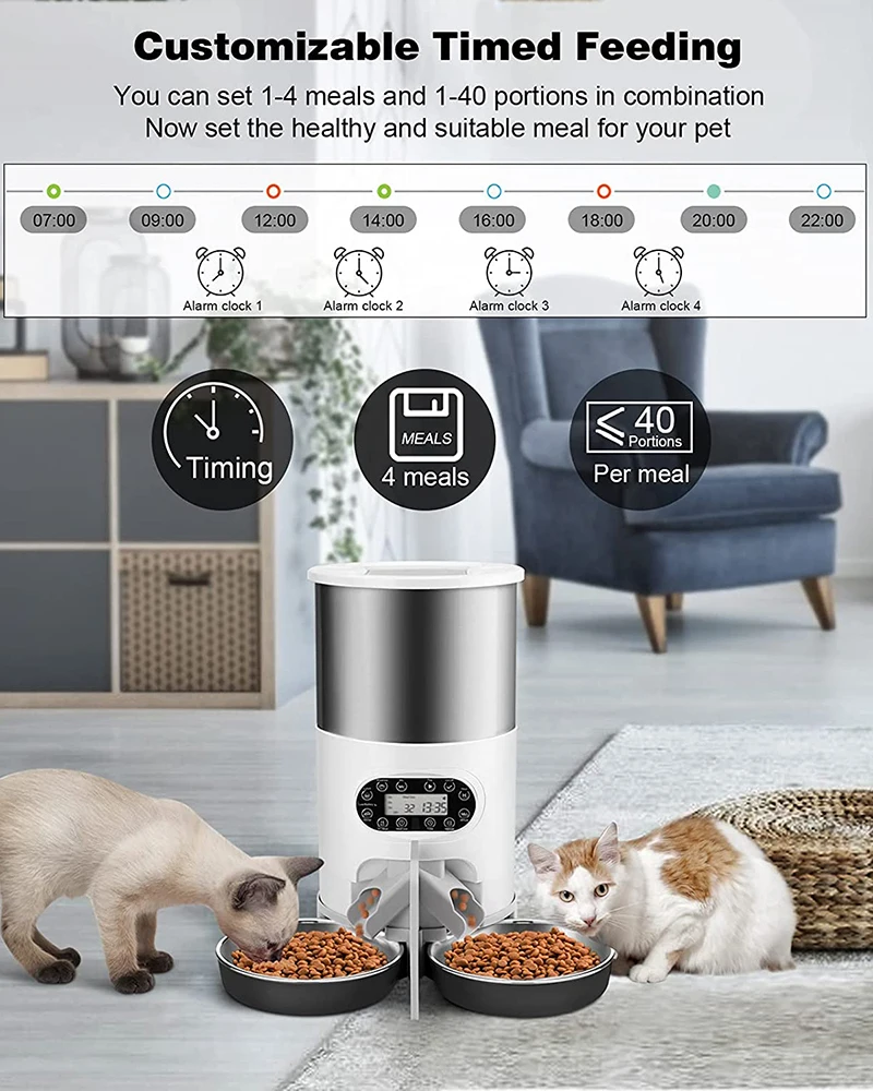 Cat Timing Feeder Smart App Cat Feeder Stainless Steel Double Meal Pet Food Remote Feeding Automatic Dispenser Suitable Cats Dog Cat Timing Feeder Smart App Cat Feeder Stainless Steel Double Meal Pet Food Remote Feeding Automatic Dispenser Suitable Cats Dog - Image 20