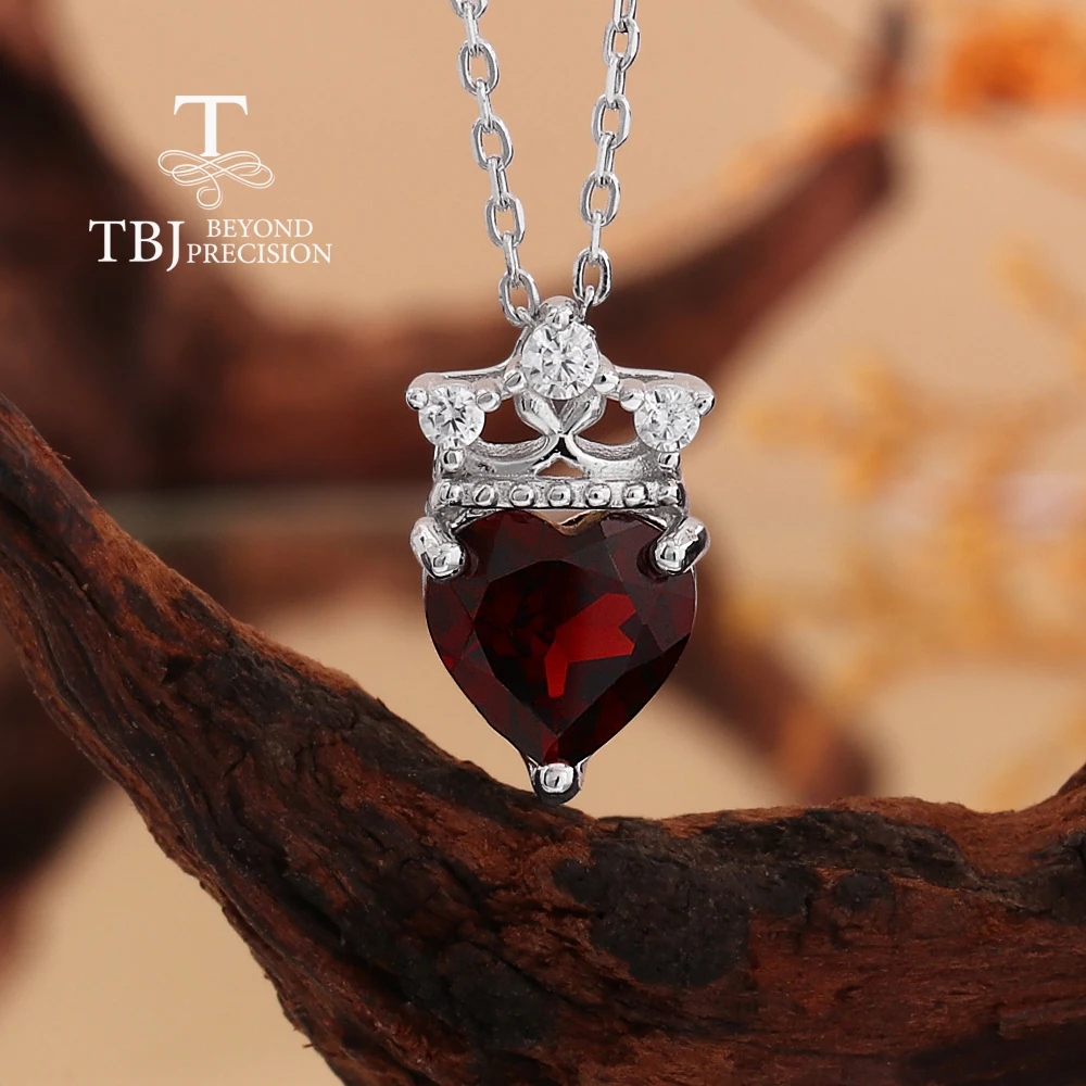 2026, Kronen-Design, 925Er Sterlingsilber, Damenhalskette, Natürlicher Herzanhänger Mit 8,00 Mm Granat, Eleganter Schmuck Für Verlobungsgeschenke 2026, Kronen-Design, 925Er Sterlingsilber, Damenhalskette, Natürlicher Herzanhänger Mit 8,00 Mm Granat, Eleganter Schmuck Für Verlobungsgeschenke - Image 2