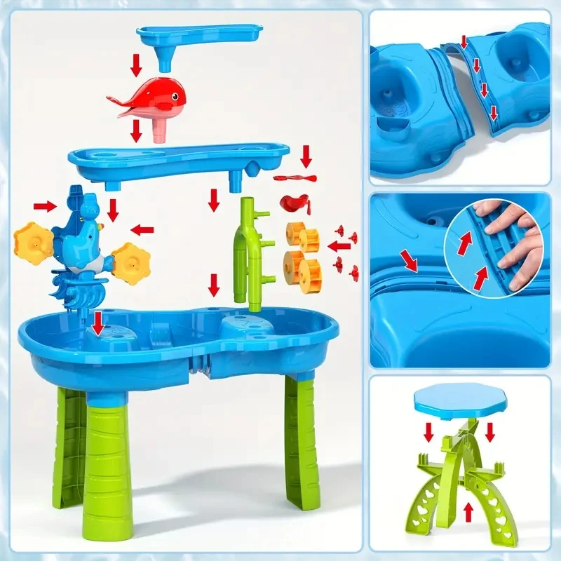 Kinder-Strandtisch Wasserfall-Spieltisch Wasserpark Wasserbecken Sandtisch Innen- Und Außenbereich Multifunktionales Strandspielzeug Kinder-Strandtisch Wasserfall-Spieltisch Wasserpark Wasserbecken Sandtisch Innen- Und Außenbereich Multifunktionales Strandspielzeug - Image 3