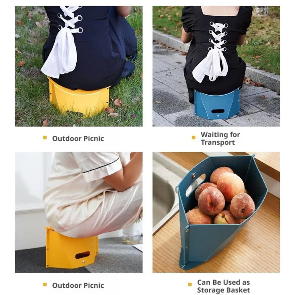 Multifunctional 3-In-1 Folding Stool Portable Pp Plastic Small Bench With Handle Foldable Storage Basket Multifunctional 3-In-1 Folding Stool Portable Pp Plastic Small Bench With Handle Foldable Storage Basket - Image 3