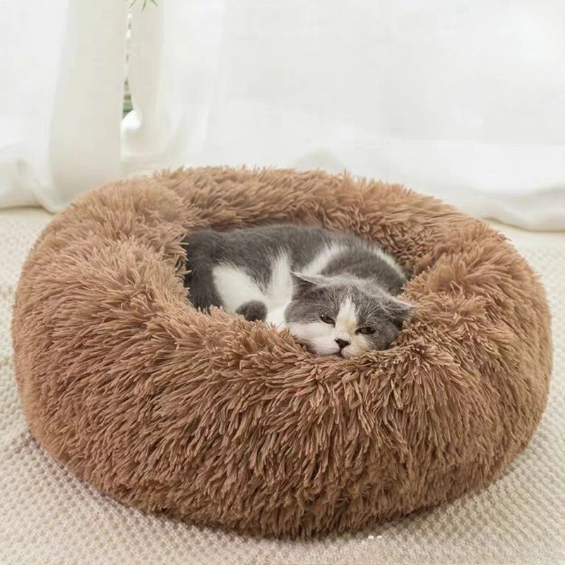 1Pc Comfortable Striped Plush Pet Bed, Suitable For Cats And Dogs,Warm,Deep Sleep Round Nest,Filling,Gray,Soft,Indoor 1Pc Comfortable Striped Plush Pet Bed, Suitable For Cats And Dogs,Warm,Deep Sleep Round Nest,Filling,Gray,Soft,Indoor - Image 8