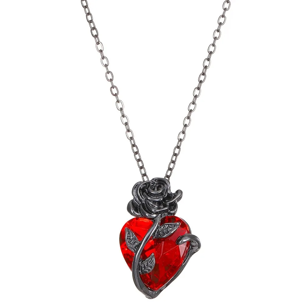 Gothic Rose Red Love Necklace Women'S Y2K Grunge Jewelry Dainty Silver Color Tonebloody Human Heart Pendant Personalized Gifts Gothic Rose Red Love Necklace Women'S Y2K Grunge Jewelry Dainty Silver Color Tonebloody Human Heart Pendant Personalized Gifts - Image 5