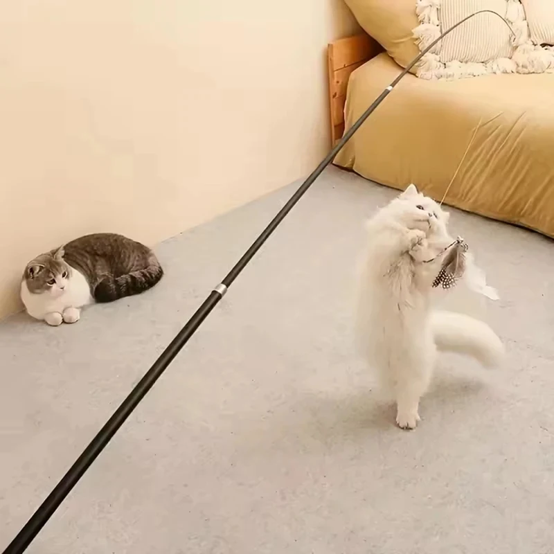 Ausziehbares Katzenspielzeug Mit Langer Stange, Künstliche Federn, Interaktiver Teaser-Stab, Katzenbedarf Ausziehbares Katzenspielzeug Mit Langer Stange, Künstliche Federn, Interaktiver Teaser-Stab, Katzenbedarf - Image 2