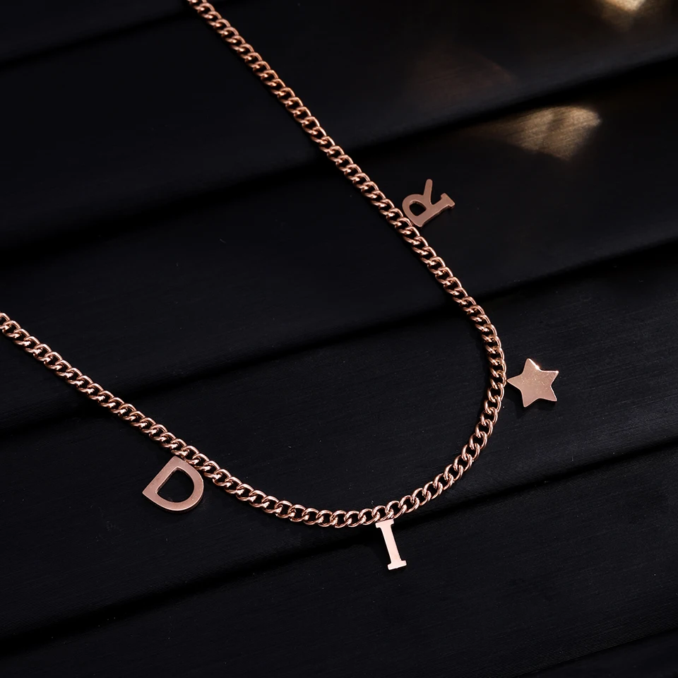 Mode Brief Stern Anhänger Halskette Für Frauen Einfache Edelstahl Kette Luxus Schmuck Zubehör Geschenk Mode Brief Stern Anhänger Halskette Für Frauen Einfache Edelstahl Kette Luxus Schmuck Zubehör Geschenk - Image 6