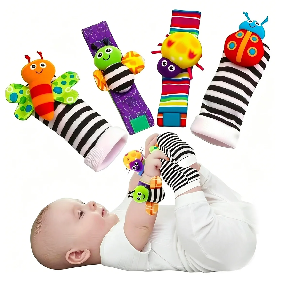 4Pcs Baby Rattle Toys Cute Stuffed Animals Wrist Rattle Foot Finder Socks 0~24 Months For Infant Boy Girl Newborn Gift 4Pcs Baby Rattle Toys Cute Stuffed Animals Wrist Rattle Foot Finder Socks 0~24 Months For Infant Boy Girl Newborn Gift