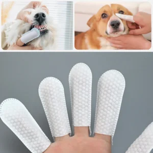 50Pcs/Pack Pet Cleaning Finger Cots Disposable Non-Woven Fabric Wipes Cats Dogs Teeth Ears Eyes Beauty Wipes Pet Supplies White