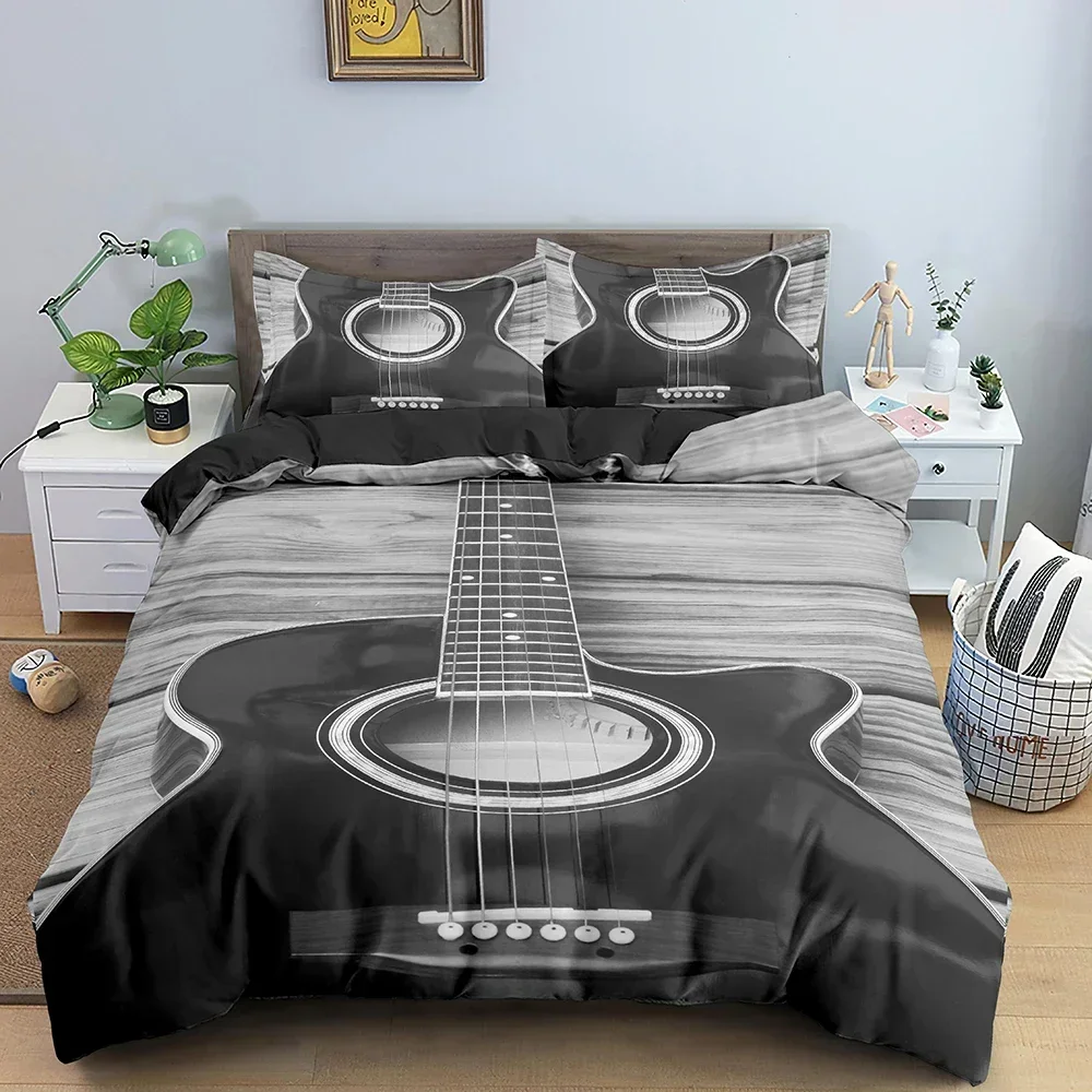 Musik Bettwäsche Set Klavier Tastatur Musik Note Bettbezug Queen Size Bettwäsche Tröster Mikrofaser Gitarre Polyester Bettwäsche Sets Musik Bettwäsche Set Klavier Tastatur Musik Note Bettbezug Queen Size Bettwäsche Tröster Mikrofaser Gitarre Polyester Bettwäsche Sets - Image 2