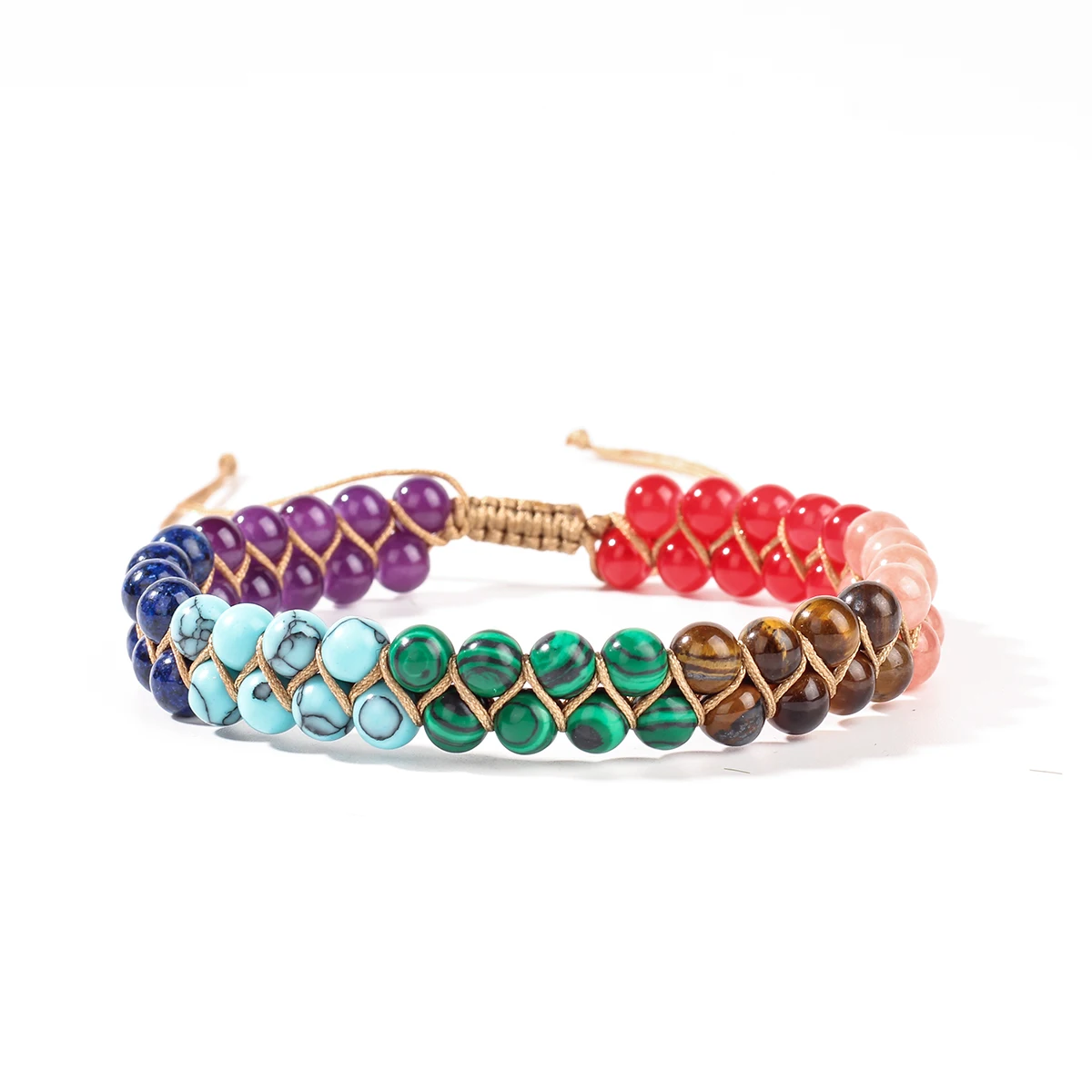Fußkettchen Für Damen, Doppellagig Geflochten, Strand-Accessoires, 7 Chakras, Boho-Türkis-Schmuck, Schwarz, Grün, Rot, Sommer-Accessoires Fußkettchen Für Damen, Doppellagig Geflochten, Strand-Accessoires, 7 Chakras, Boho-Türkis-Schmuck, Schwarz, Grün, Rot, Sommer-Accessoires - Image 6