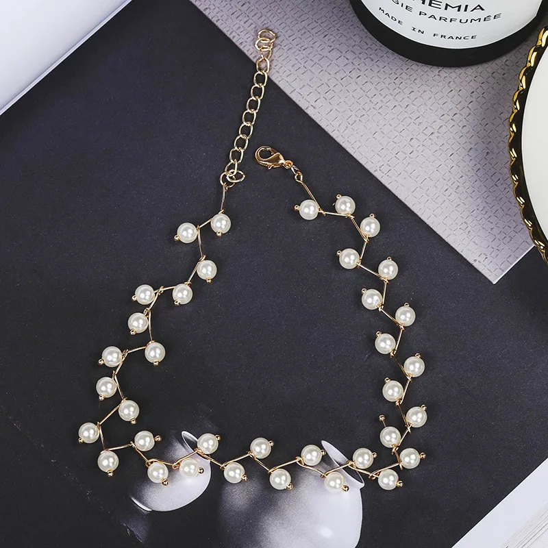 Neue Koreanische Perlenketten Für Damen, Goldfarbene Gliederkette, Modisches Halsaccessoire, Eleganter Halsreif, Bijoux Femme Neue Koreanische Perlenketten Für Damen, Goldfarbene Gliederkette, Modisches Halsaccessoire, Eleganter Halsreif, Bijoux Femme - Image 9