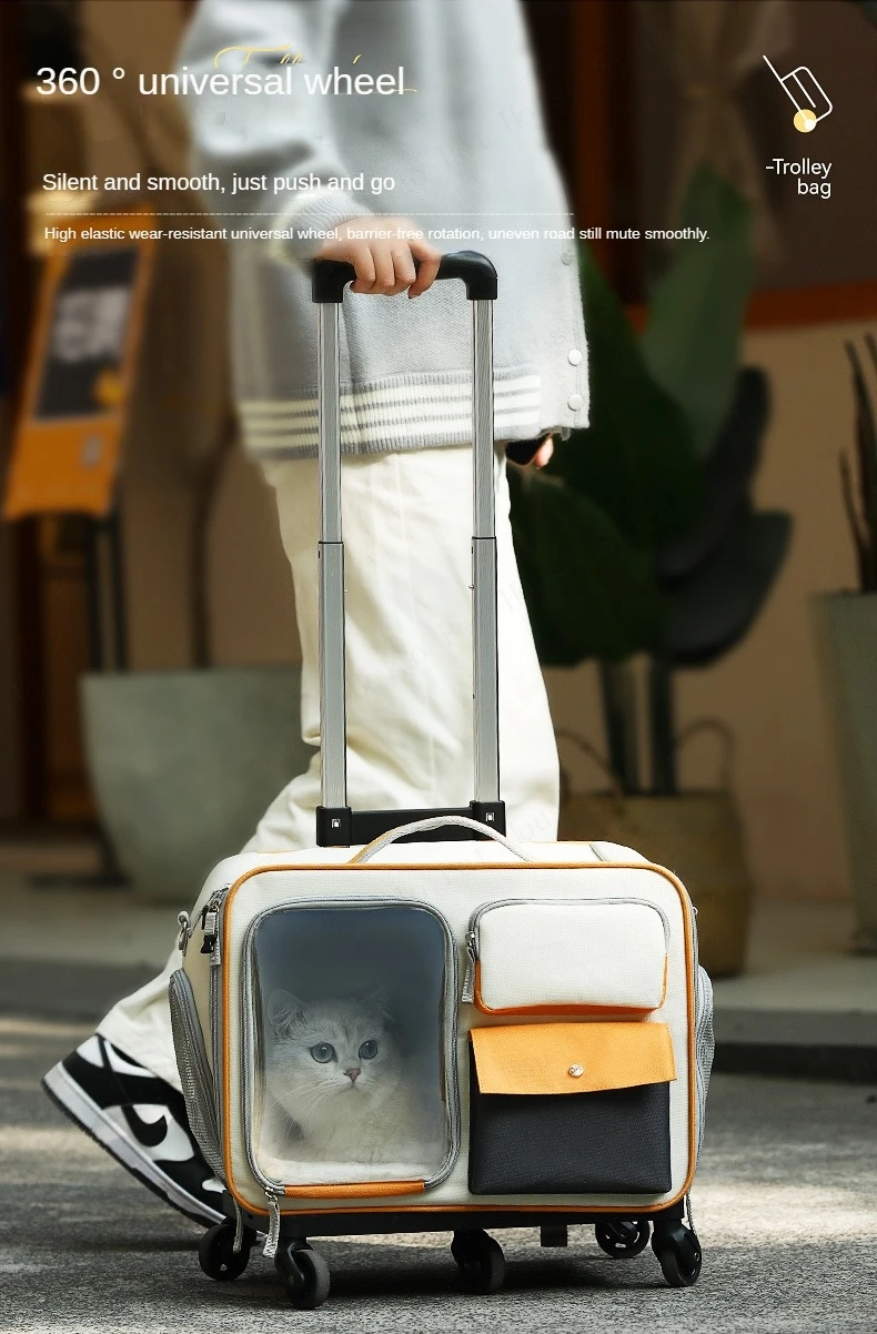 Cat Carrier Bag Pet Trolley Case Small Dog Luggage Bags Portable Cat Backpack Pushable Shoulder/Portable/Diagonal Bag Detachable Cat Carrier Bag Pet Trolley Case Small Dog Luggage Bags Portable Cat Backpack Pushable Shoulder/Portable/Diagonal Bag Detachable - Image 13