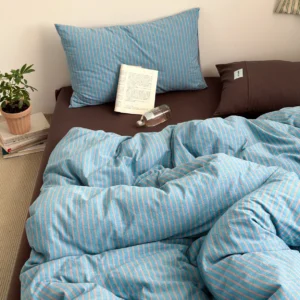 100% Cotton Striped Duvet Cover Set Single/Queen/King Size Housse De Couette 220x240 Cotton Quilt Cover Solid Color Soft 이불커버