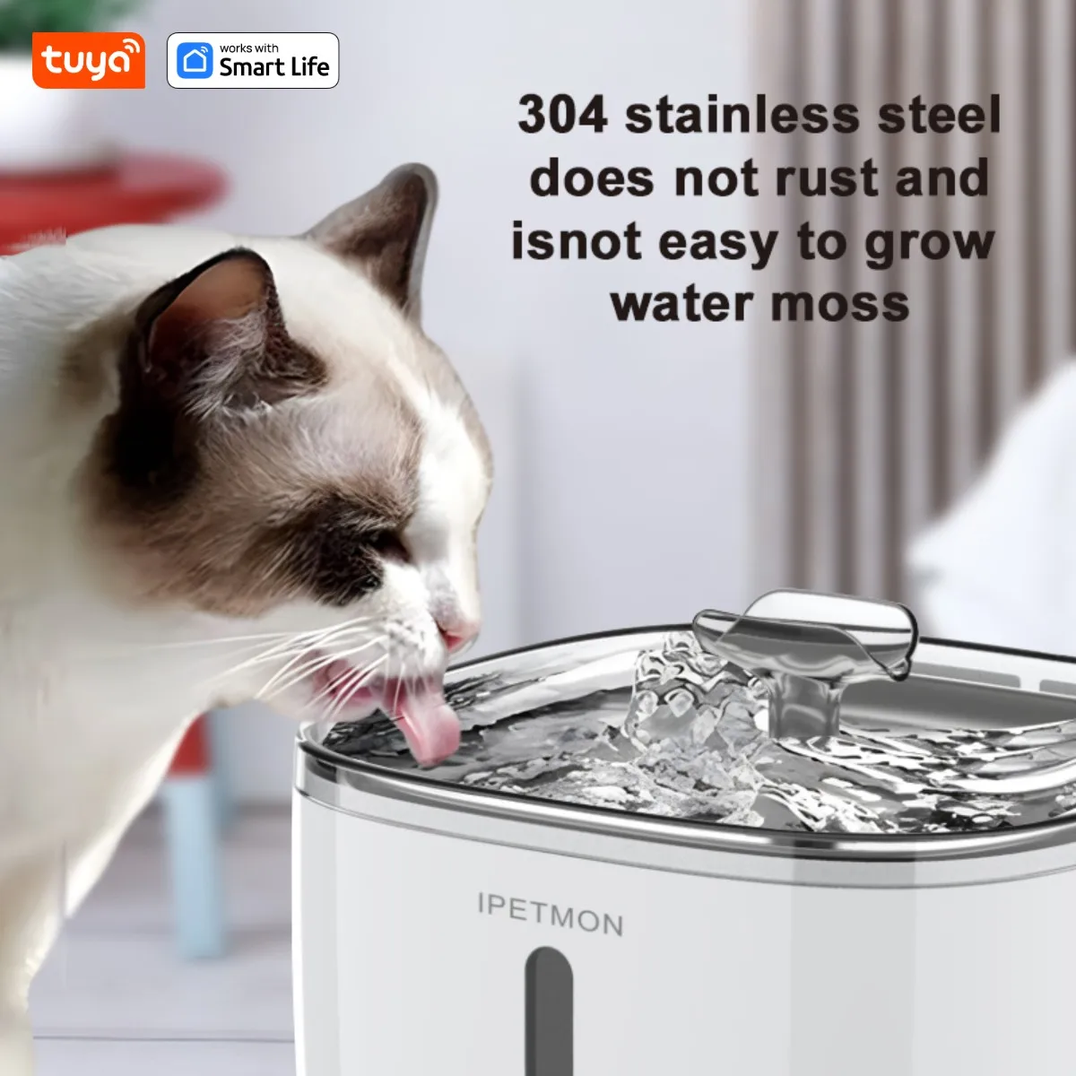 Katzen-Wasserbrunnen, 2,5 L/84 Oz Tuya Smart App Haustier-Wasserbrunnen, Automatischer Wasserspender Für Katzen Im Inneren Mit Sus304-Schüssel Katzen-Wasserbrunnen, 2,5 L/84 Oz Tuya Smart App Haustier-Wasserbrunnen, Automatischer Wasserspender Für Katzen Im Inneren Mit Sus304-Schüssel - Image 5