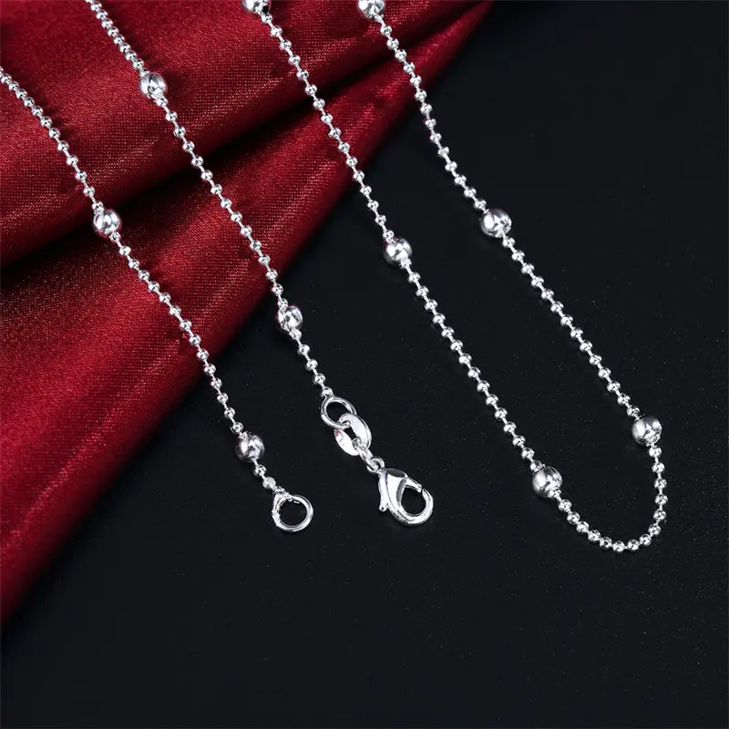 Charm 925 Sterling Silver 16-24 Inches Fine Sweater Bead Chain Women Necklace For Fashion Temperament Jewelry Party Wedding Charm 925 Sterling Silver 16-24 Inches Fine Sweater Bead Chain Women Necklace For Fashion Temperament Jewelry Party Wedding - Image 2