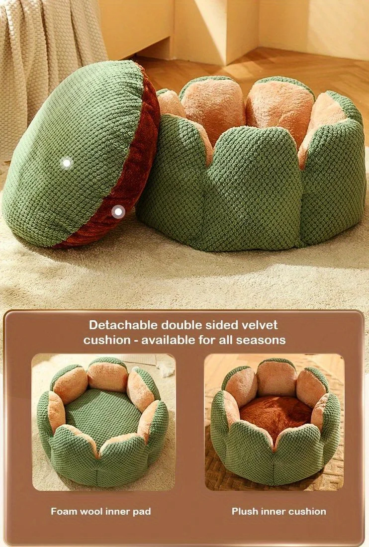 Petal Shaped Pet Bed, Plush Round Dog &Amp; Cat Cushion Mat With Knitted Texture, Ultra Soft Warm Nest For Kittens Puppies In Winter Petal Shaped Pet Bed, Plush Round Dog &Amp; Cat Cushion Mat With Knitted Texture, Ultra Soft Warm Nest For Kittens Puppies In Winter - Image 30