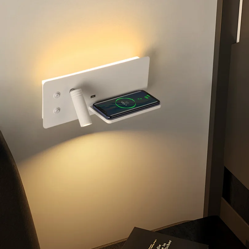 Drahtlose Lade Led Wandleuchte Licht Für Schlafzimmer Nacht Hotel Drehen Lesen Beleuchtung Usb Ladung Lampara Dekoration Moderne Drahtlose Lade Led Wandleuchte Licht Für Schlafzimmer Nacht Hotel Drehen Lesen Beleuchtung Usb Ladung Lampara Dekoration Moderne - Image 5