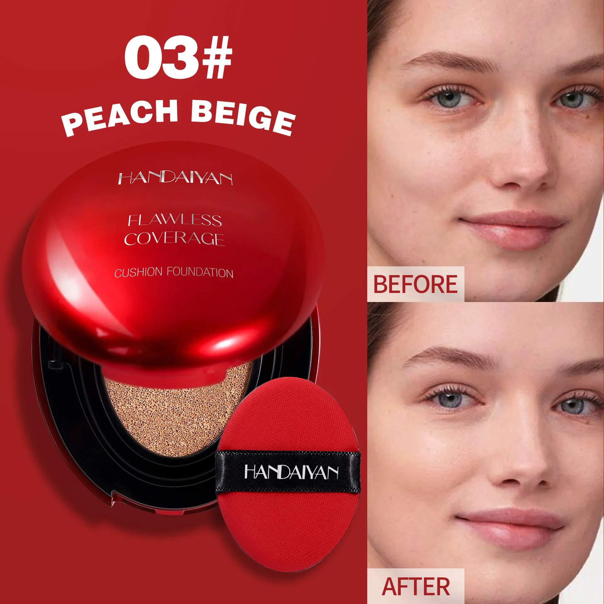 Korean Air Cushion Foundation – Leichter, Natürlicher, Feuchtigkeitsspendender Concealer, Aufhellende, Ölkontrollierende, Langanhaltende Make-Up-Basis Für Damen Korean Air Cushion Foundation – Leichter, Natürlicher, Feuchtigkeitsspendender Concealer, Aufhellende, Ölkontrollierende, Langanhaltende Make-Up-Basis Für Damen - Image 10